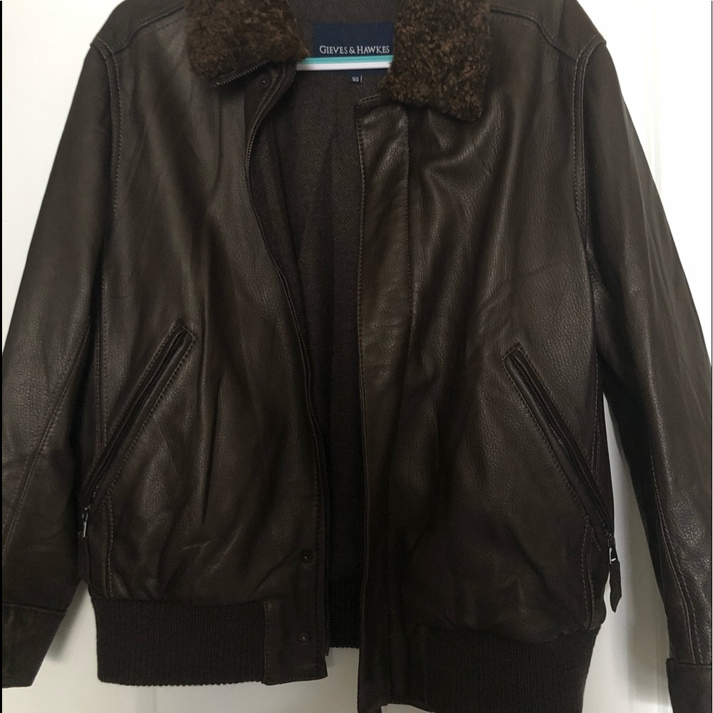 Gieves & Hawkes, Brown Leather Jacket, Size 50